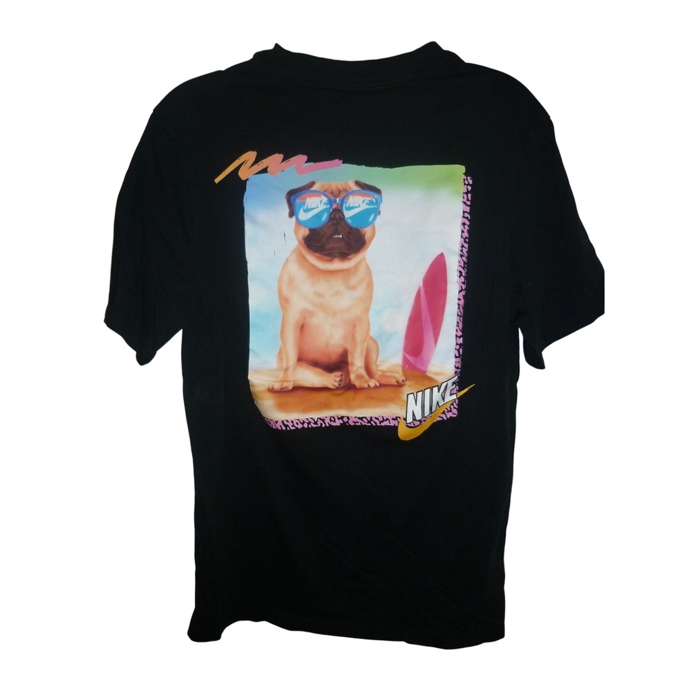 Nike Pug Dog‎ Surfing T Shirt Black Mens Medium Tee FD6637-010